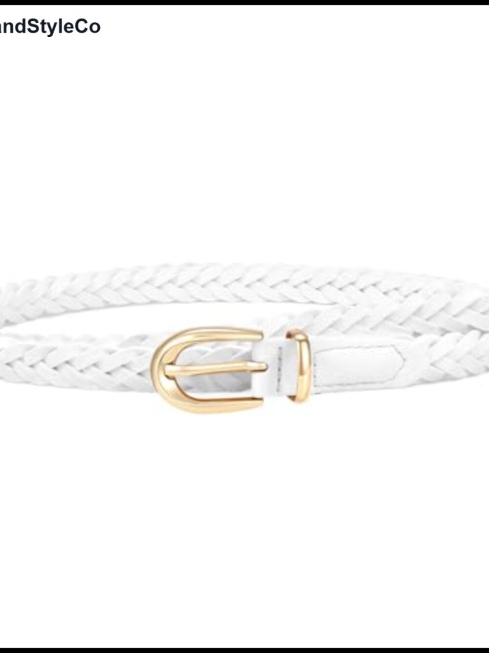Women's Skinny Braided Woven Waist Belt with Gold Buckle for Dresses Jeans